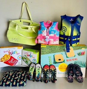 lot 430 image: Time for Summer Whimsical Pool Floats, Beach Shoes, Life Vests and More