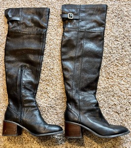 lot 491 image: Sole Society Tall Leather Boots  Devlin Black Upper Cow Leather