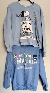 lot 150 image: Two Blue Sweatshirts Including Peanuts and Hello Kitty