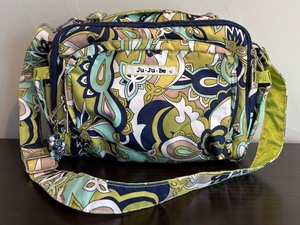 lot 145 image: Ju-Ju-Be Diaper Bag in Green, Blue, White and Tan Paisley