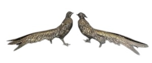 lot 27 image: Two Beautiful Vintage Metal Pheasant Figurines