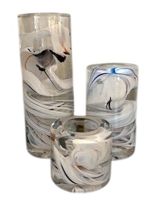 lot 14 image: Kosta Boda Three Piece Anna Ehrner Colonne Candlesticks
