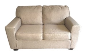 lot 11 image: Neutral Colored Upholstered Loveseat  Sofa