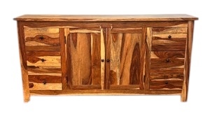 lot 2 image: Natural Wood Design Buffett Server  Sideboard  Dual Tone Rustic Sideboard