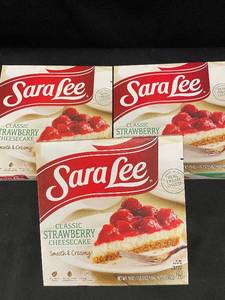 Lot of 3 Sara Lee Classic Strawberry Cheesecake - 19 oz Each