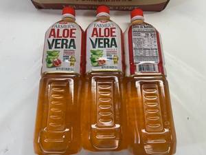 lot 361 image: LL. 3x 1.58qt OKF Farmers Aloe Vera-Pomegranate Flavored