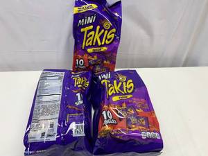 lot 257 image: JJ. 3x 10 1.23oz Takis Single Bags Bite Size