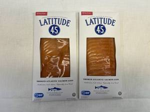 lot 249 image: D. 2x 8oz Latitude 45 Smoked Atlantic Salmon-Sliced & Ready to Eat