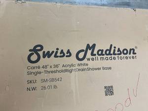 lot 19 image: 48 Swiss Madison Shower Base-White