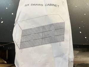 lot 13 image: 6 Drawer Cabinet-Hardware & Instructions-Some Damage