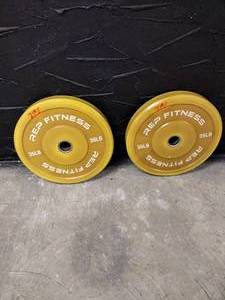 lot 21 image: (2) Rep Fitness 35lb Bumper Plates