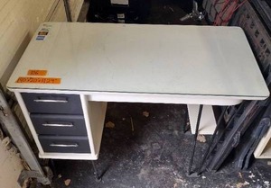 lot 106 image: Desk with glass protection on top with side drawers
