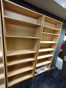 lot 111 image: (2) wooden book shelves L31  x H 79  x D 10 