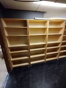 lot 113 image: (3) wooden book shelves L31  x H 79  x D 10 