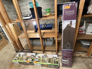lot 80 image: 1  boxes StoneMaster Roma earth brown stone veneer, 2 boxes Hunting Trail Oak laminate wood flooring
