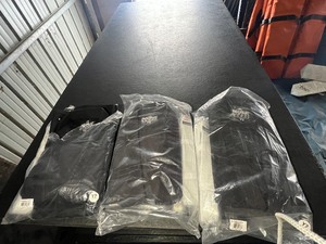 lot 52 image: (3) Recruit Kimonos Youth BJJ Y2 GI Black with white belt.  Appears new in pkg