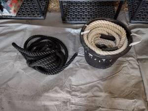 lot 135 image: 2 sets of battle ropes. Black and white