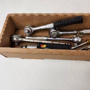 Lot Of Ratchets And Long Sockets With More Miscellaneous Items Good Condition