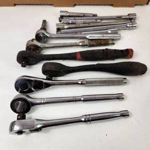 Large Lot Of Ratchets And Long Sockets Good Condition