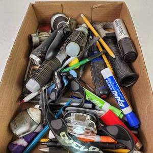 Large Lot Of Miscellaneous Items Lighted Head Set Expo Markers And Much More Fair Condition