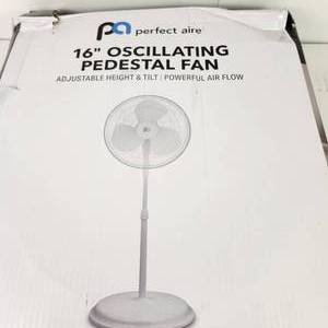 Perfect Aire 16 Oscillating Pedestal Fan Adjustable Height & Tilt 3 Speeds