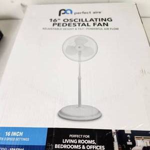 Perfect Aire 16 Oscillating Pedestal Fan Adjustable Height & Tilt 3 Speeds