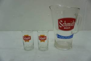 lot 57 image: Schmidt pitcher and two glasses