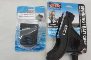 lot 82 image: Fishing mounting bracket and Spinning Bait Caster