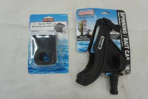 lot 83 image: Fishing mounting bracket and Spinning Bait Caster