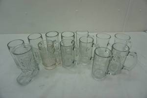 lot 154 image: 13ct glass mug collection includes cowboy boot mug