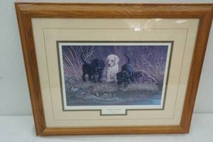 lot 174 image: Turtle Hunters by Terry Doughty. Framed and matted. 21x17