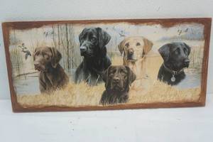 lot 191 image: Artwork by Killen. lab print decoupage on wood board. 21.5x9.75