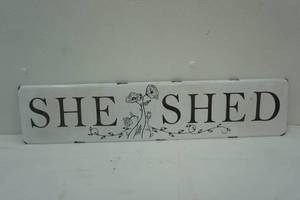 lot 193 image: She Shed metal sign 27x6