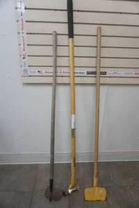lot 202 image: weed remover, garden hoe, and scraper