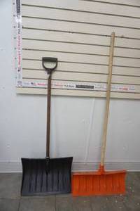 lot 204 image: 2 snow shovels with plastic bottoms