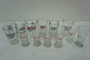 lot 218 image: glassware collection Coors Light, Budweiser, Miller Light