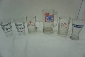 lot 265 image: Budweiser lot of glasses plus Budweiser event plastic glasses