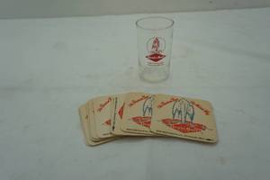 lot 298 image: Grain Belt short glass with vintage coasters