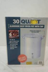 lot 400 image: 30 Quart Aluminum Deep Fryer Pot With Tap. NEW in box