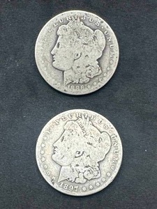 Lot of 2 Morgan Silver Dollars (1886-O & 1897-O)