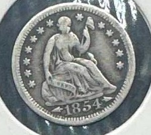 1854 Seated Half Dime (fine condition)