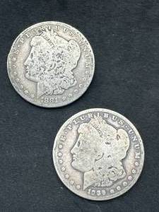 Lot of 2 Morgan Silver Dollar (1881, 1889-O)