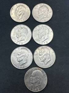 Lot of 7 Ike Dollars