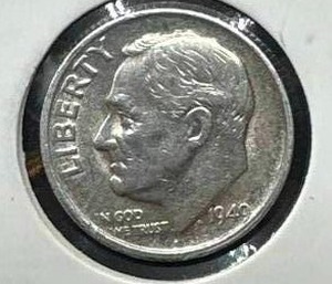 1949-S Roosevelt Dime (key date, VF, closed S)