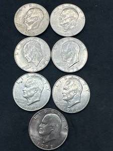 Lot of 7 Ike Dollars