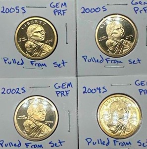 Lot of 4 Gem Proof Sacagwea Dollars (pulled from sets)