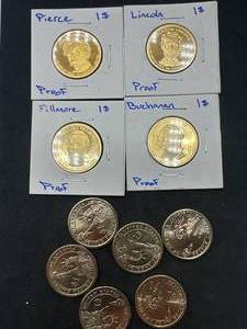 Lot of 10 Presidential Dollars (6 gem proof, 6 BUAU)