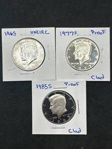 Lot of 3 Uncirculated Kennedy Half Dollars