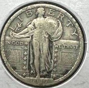 1917 Standing Liberty Quarter (rarer type 2, stars below eagle)