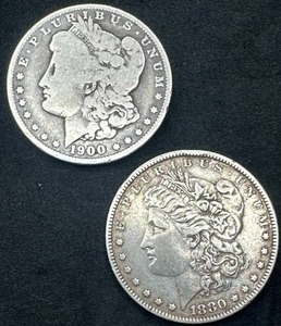 Lot of 2 Morgan Silver Dollars (1880 & 1900-O)